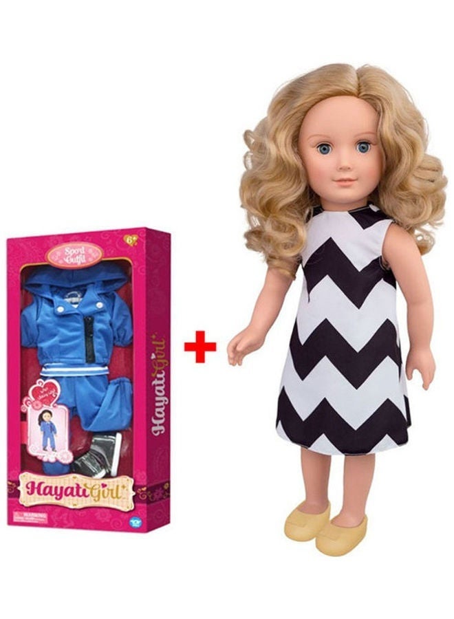حياتي غيرل دمية هايتي جيرل ساندي – 18 بوصة بشعر مموج مع فستان وملابس رياضية - Image 1