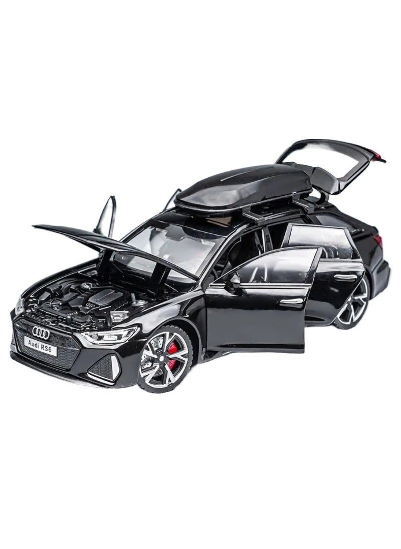 AROAQ RS6 Model Car, 1:32 Realistic Simulation Die Cast Model Car Toy, Collectable Alloy Model Car With Luggage Sound And Lights For Kids Adults, Gift, Decoration, (Black)  - Image 1