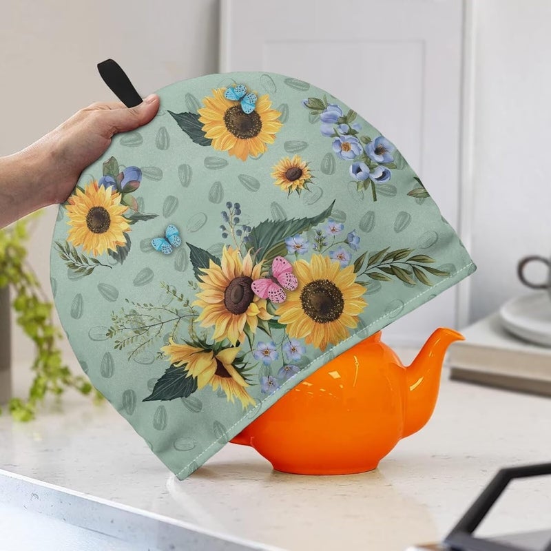 Tea Cozy for Teapot Insulated Sunflower Tea Cup Insulation Pad Teapot Cozy Tea Cozies Double Insulated Keep Tea Warm Tea Pot Cozies Teapot Dust-Proof Cover Tea Pot Cover for Keeping Warm - Image 3