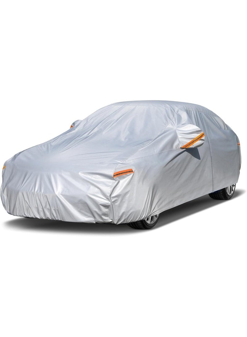 6 Layers Car Cover, Waterproof All Weather with Zipper, Universal Fit for Sedan (186"-193") - Image 1