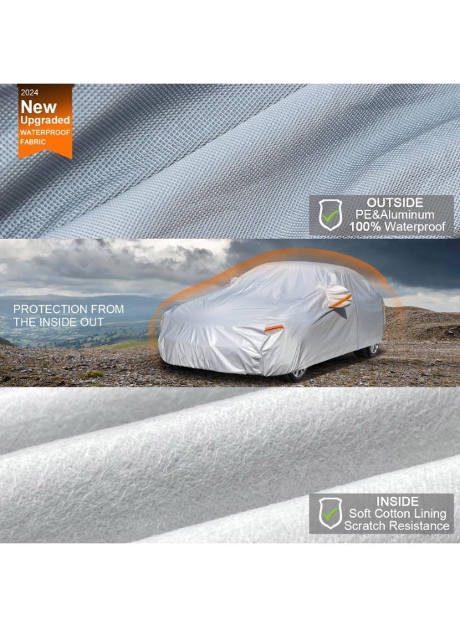 6 Layers Car Cover, Waterproof All Weather with Zipper, Universal Fit for Sedan (186"-193") - Image 3