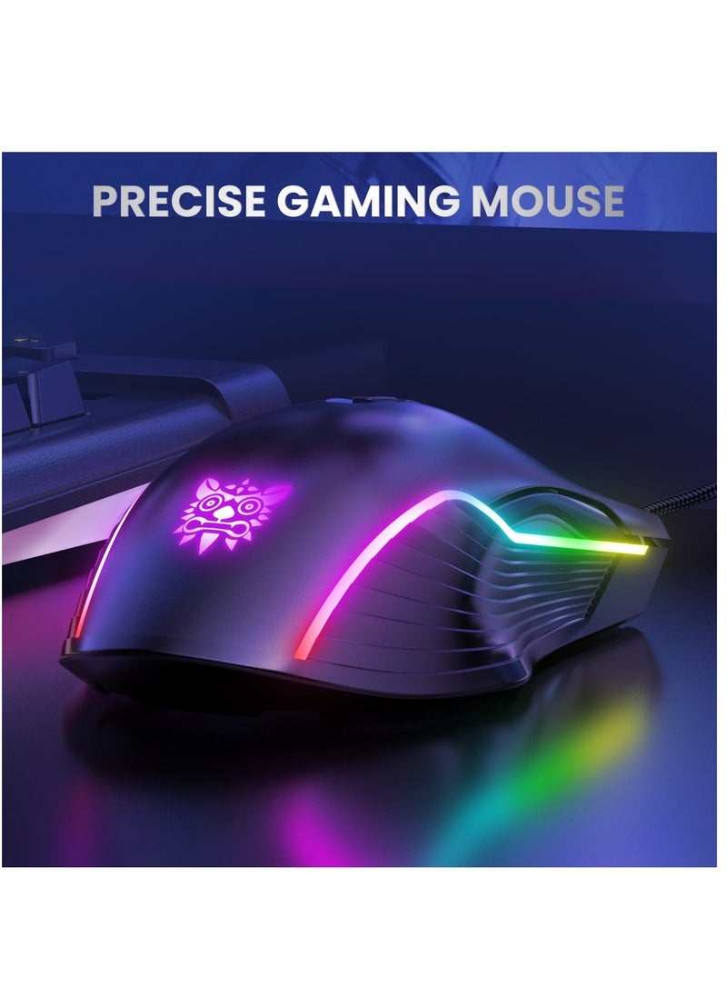 onikuma - ONIKUMA CW905 RGB Lighting Gaming Wired Mouse (Black)– 6400 DPI – 7 Programable Buttons - Image 1