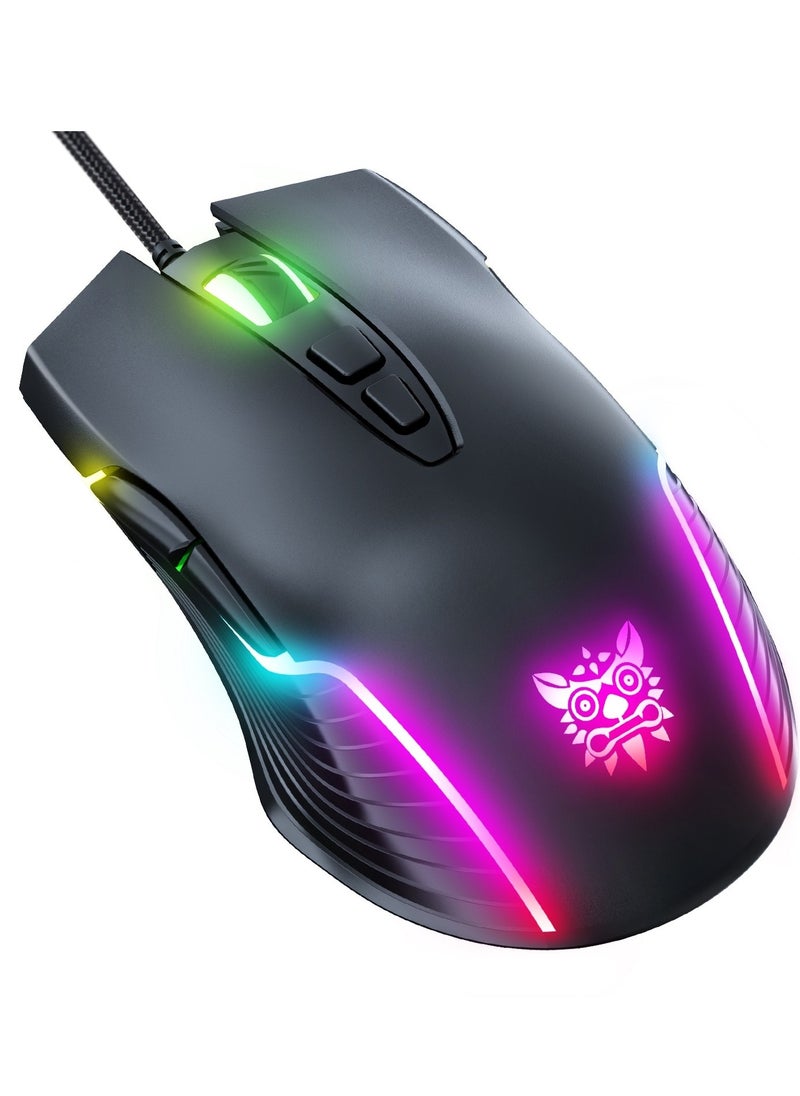 onikuma - ONIKUMA CW905 RGB Lighting Gaming Wired Mouse (Black)– 6400 DPI – 7 Programable Buttons - Image 1