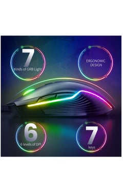 onikuma ONIKUMA CW905 RGB Lighting Gaming Wired Mouse (Black)– 6400 DPI – 7 Programable Buttons  - Image 4