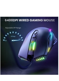 onikuma ONIKUMA CW905 RGB Lighting Gaming Wired Mouse (Black)– 6400 DPI – 7 Programable Buttons  - Image 5