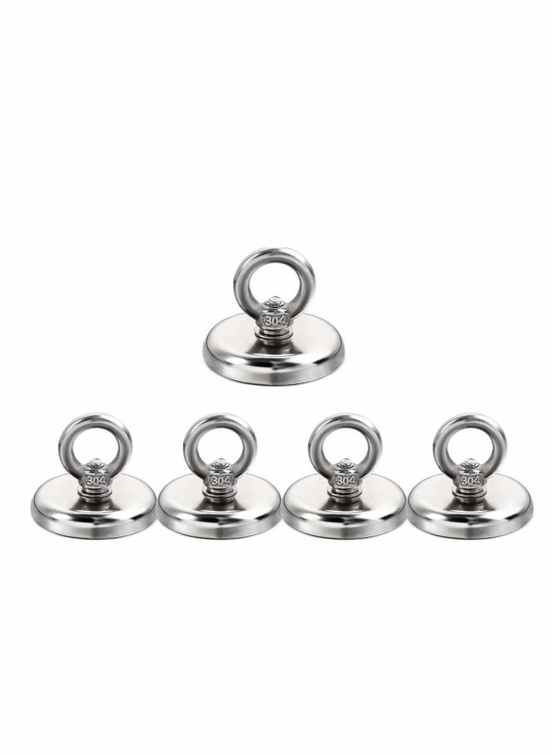 Super Strong Neodymium Fishing Magnets, 88lbs Pulling Force Rare Earth Magnet with Countersunk Hole Eyebolt, Dia 1.26 inch for Retrieving in River and Magnetic Fishing, 5 Pcs - Image 3