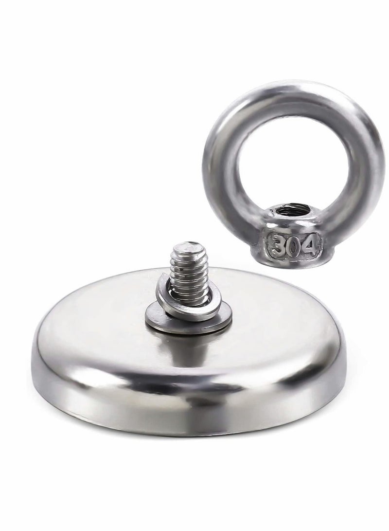 Super Strong Neodymium Fishing Magnets, 88lbs Pulling Force Rare Earth Magnet with Countersunk Hole Eyebolt, Dia 1.26 inch for Retrieving in River and Magnetic Fishing, 5 Pcs - Image 4