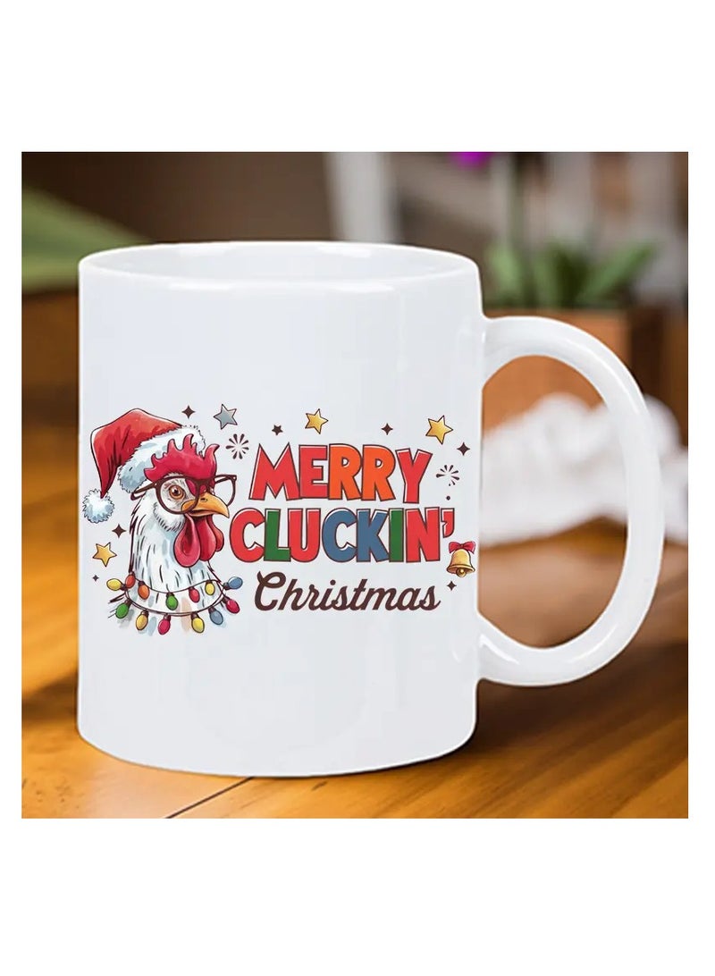 RYN 1pc Merry Cluckin Christmas Ceramic Coffee Mug - Reusable, Insulated, Hand-Wash Only - Perfect for Coffee Lovers, Men & Women white mug - Image 5