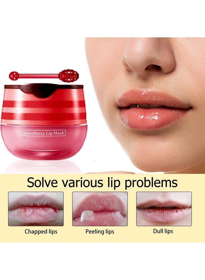 JISKG 2 Pcs Bee Lip Balm Honey Pot Honey & Strawberry Moisturizing Lip Mask Reduces Lip Lines And Exfoliator Prevention Dry & Cracked Lip. (Honey & Strawberry) - Image 3