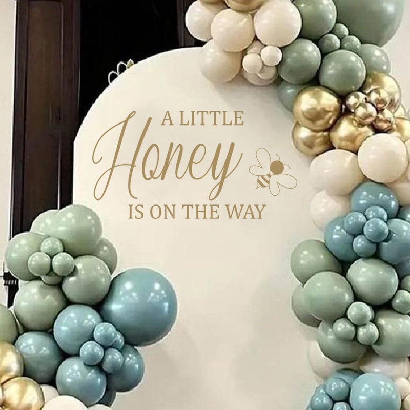 VANGNING A Little Honey is on The Way Baby Shower Party Sign - Gender Reveal Decal for Girl or Boy - Bee Theme Vinyl Balloon Arch Decoration (Honey Decal) - Image 3
