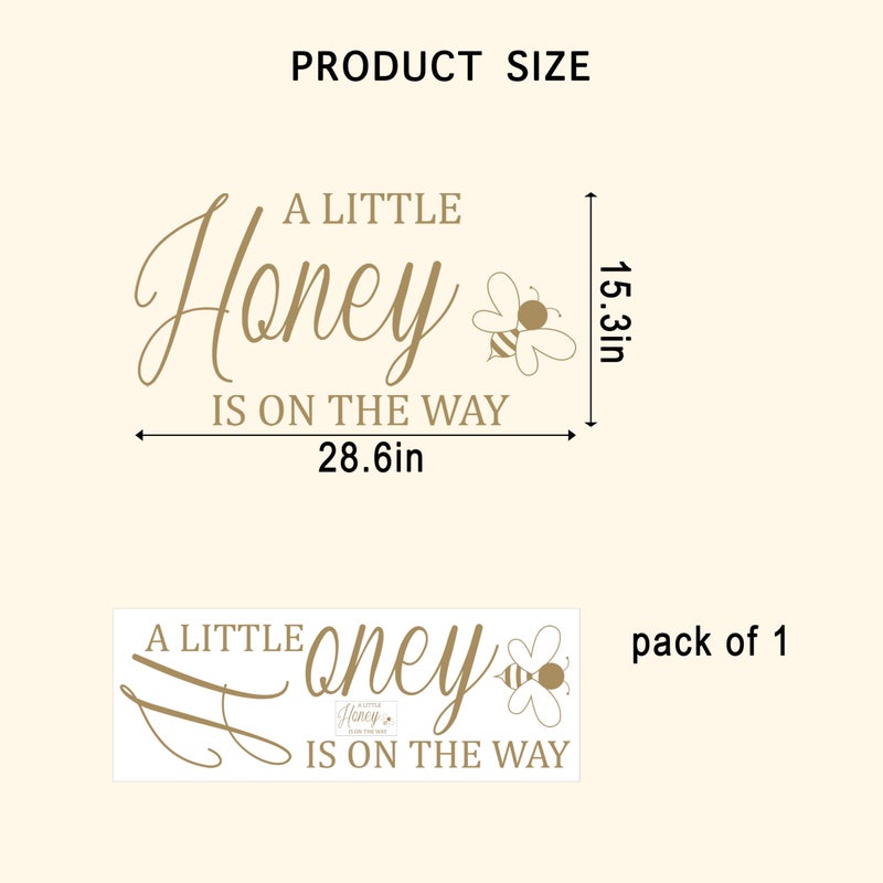 VANGNING A Little Honey is on The Way Baby Shower Party Sign - Gender Reveal Decal for Girl or Boy - Bee Theme Vinyl Balloon Arch Decoration (Honey Decal) - Image 5