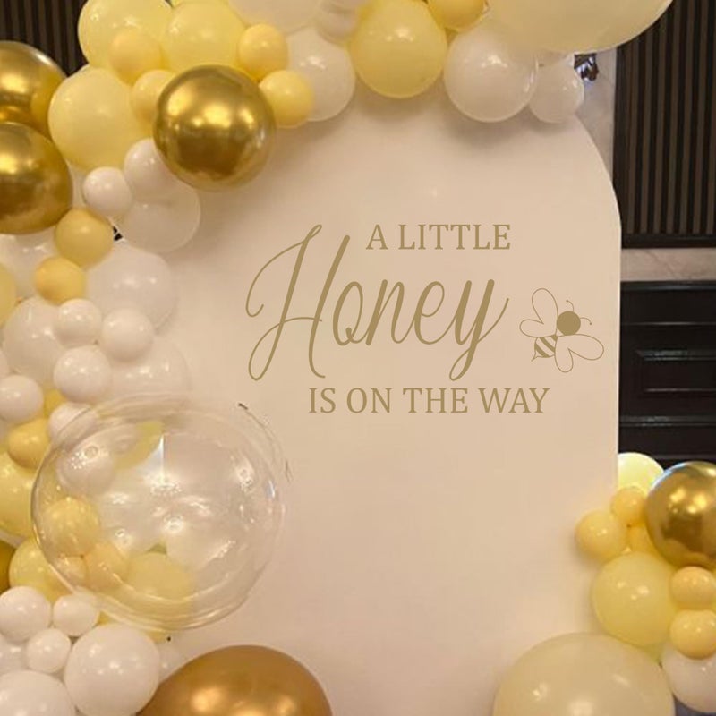 VANGNING A Little Honey is on The Way Baby Shower Party Sign - Gender Reveal Decal for Girl or Boy - Bee Theme Vinyl Balloon Arch Decoration (Honey Decal) - Image 2