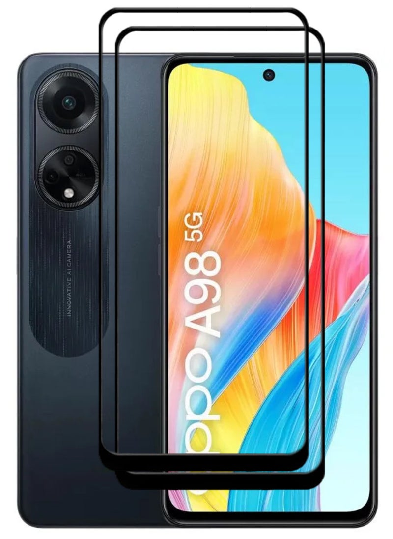 ACLIX 2 Pieces Antistatic ESD Dustproof Premium Quality High Definition Tempered Glass Screen Protector Designed For Oppo A98 - Image 1