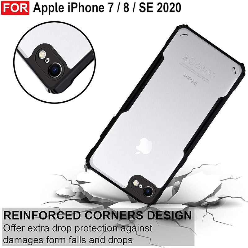 ZAPCASE غطاء خلفي لجهاز آيفون 7/8 / SE 2020 | متوافق مع غطاء خلفي لجهاز آيفون 7/8 / SE 2020 | غطاء شفاف مع حماية الكاميرا | (TPU + PC | أسود غير لامع) - Image 4