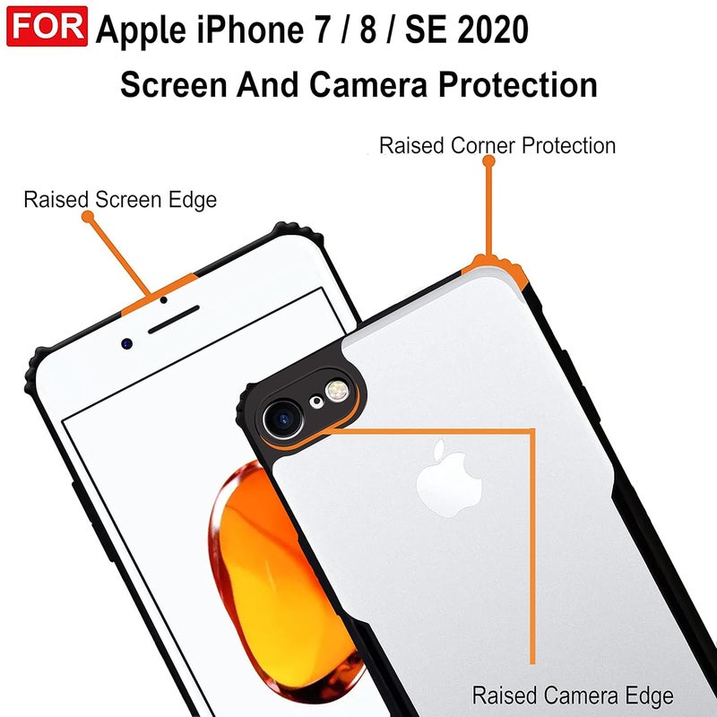 ZAPCASE غطاء خلفي لجهاز آيفون 7/8 / SE 2020 | متوافق مع غطاء خلفي لجهاز آيفون 7/8 / SE 2020 | غطاء شفاف مع حماية الكاميرا | (TPU + PC | أسود غير لامع) - Image 5