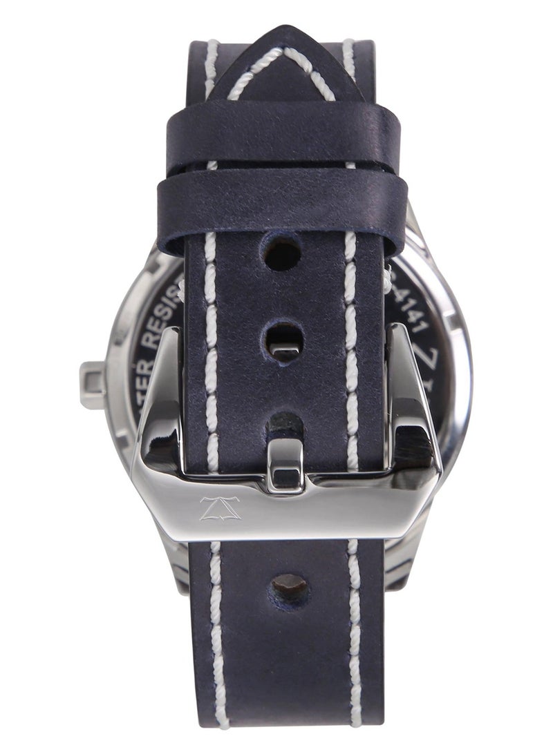 زنك ساعة ZINK ZK131G2LS-4141 الأنيقة والجريئة للرجال من الجلد الأزرق مع هيكل مذهل من الفولاذ المقاوم للصدأ - Image 4