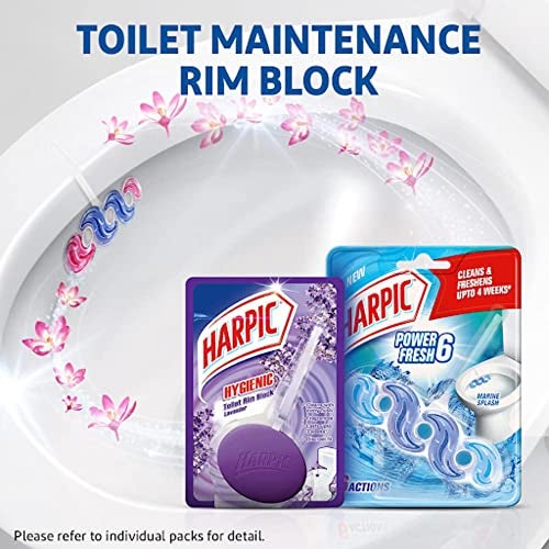 Harpic Power Fresh 6 Toilet Cleaner Rim Block, Marine Splash - 35 g | Cleans & Freshens Upto 4 Weeks - Image 4