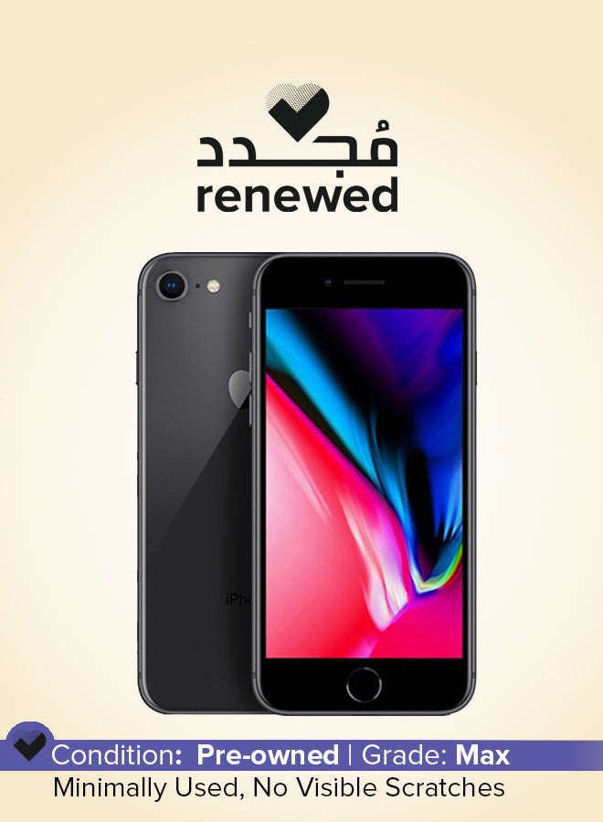 ابل  مُجدد - هاتف آيفون 8 ومزود بذاكرة داخلية سعة 64 جيجابايت ويدعم تقنية 4G LTE مع تطبيق فيس تايم، لون رمادي فلكي - Image 1
