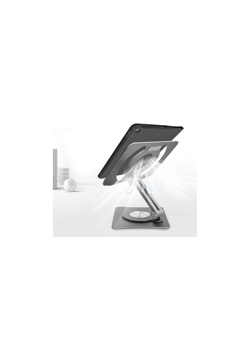 iPad Stand for Desk – Adjustable Aluminum Rotating Tablet Holder Compatible with 10-13 Inch iPad Pro, Foldable and Portable, Gray - Image 2