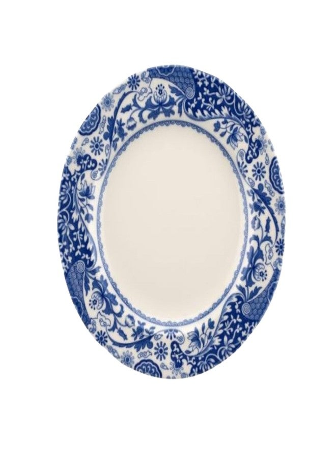 Spode Blue Italian Brocato 8-Inch Salad Dish - Fine Earthenware Serving Plate with Eastern Border Motif - Classic White Center - Microwave, Freezer, Oven, Dishwasher Safe, Great for Gifting - Image 1