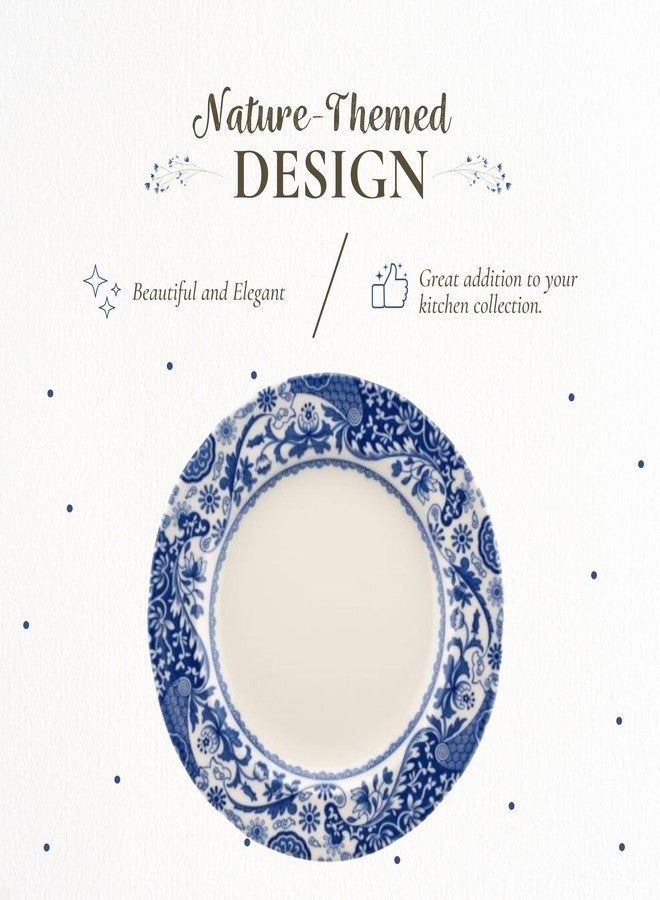 Spode Blue Italian Brocato 8-Inch Salad Dish - Fine Earthenware Serving Plate with Eastern Border Motif - Classic White Center - Microwave, Freezer, Oven, Dishwasher Safe, Great for Gifting - Image 3