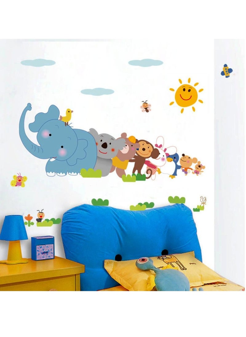 Decals Design Decals Design 'Jungle Cartoon Cute Animals' Wall Sticker (PVC Vinyl, 60 cm x 90 cm, Multicolour)  - Image 2