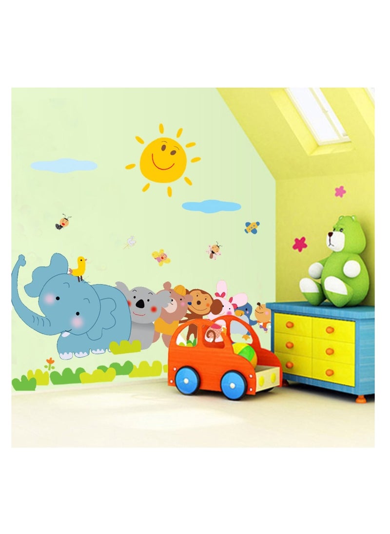 Decals Design Decals Design 'Jungle Cartoon Cute Animals' Wall Sticker (PVC Vinyl, 60 cm x 90 cm, Multicolour)  - Image 4