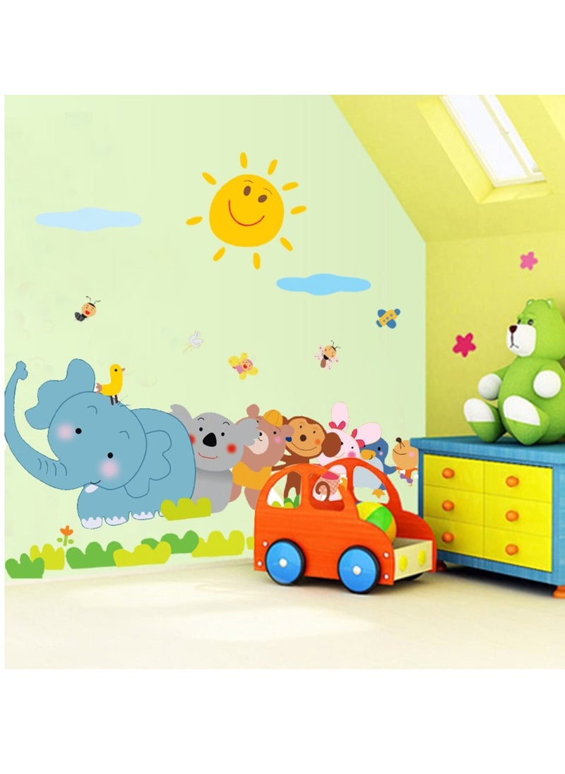 Decals Design Decals Design 'Jungle Cartoon Cute Animals' Wall Sticker (PVC Vinyl, 60 cm x 90 cm, Multicolour)  - Image 5