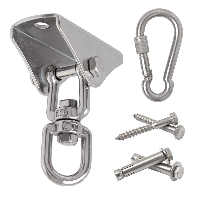 Hammock Hanging Chair Hardware kit, 1000LB Capacity Heavy Duty 360Â°Rotate Swing Antirust Stainless Steel 304S Safety Lock Carabiner Hooks for Swing Set,Chair,Yoga,Multiple Indoor Outdoor Gym,Sandbag
