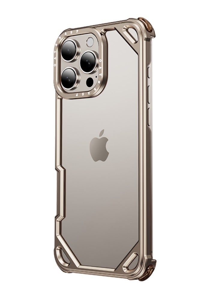 ايكارلوس جراب iPhone 16 Pro مصنوع من الألومنيوم وغطاء فضي مزدوج الطبقات من السيليكون ومصد جانبي خفيف الوزن من الألومنيوم ووسادة هوائية رباعية الزوايا - Image 1