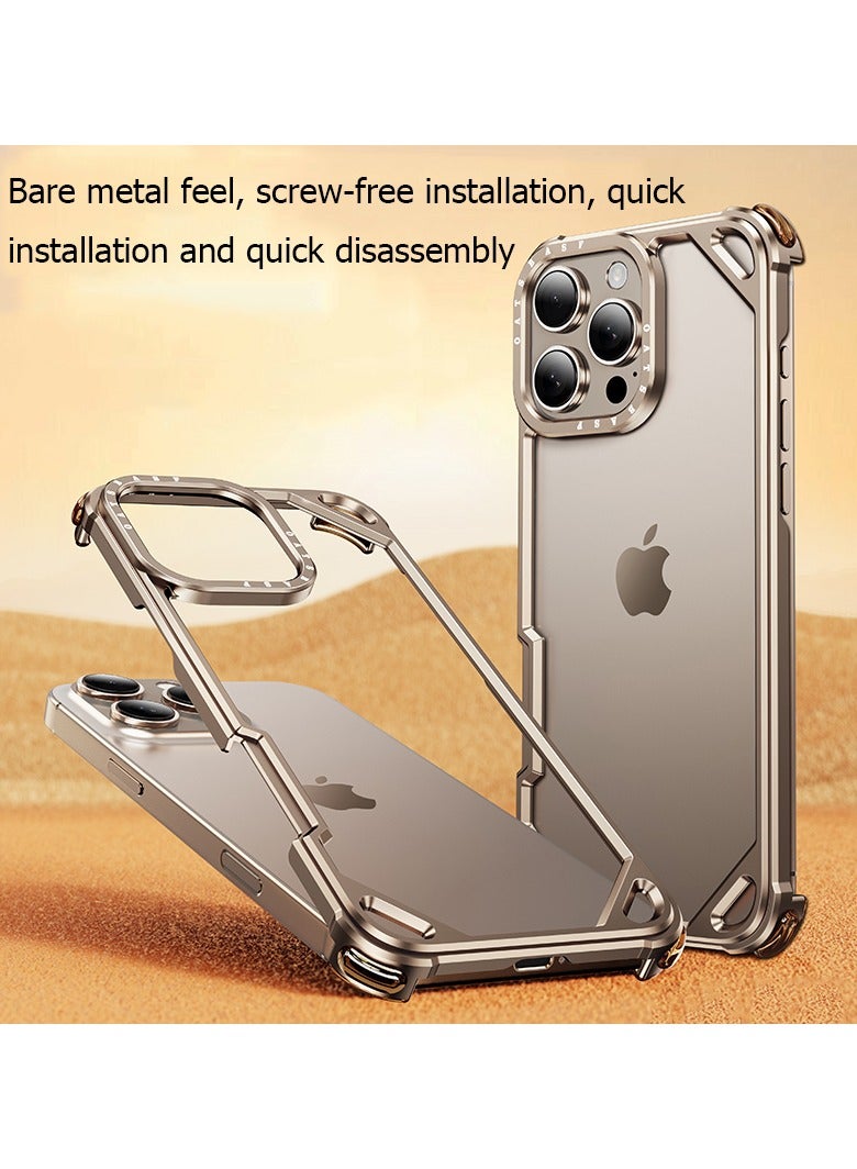 ايكارلوس جراب iPhone 16 Pro مصنوع من الألومنيوم وغطاء فضي مزدوج الطبقات من السيليكون ومصد جانبي خفيف الوزن من الألومنيوم ووسادة هوائية رباعية الزوايا - Image 2