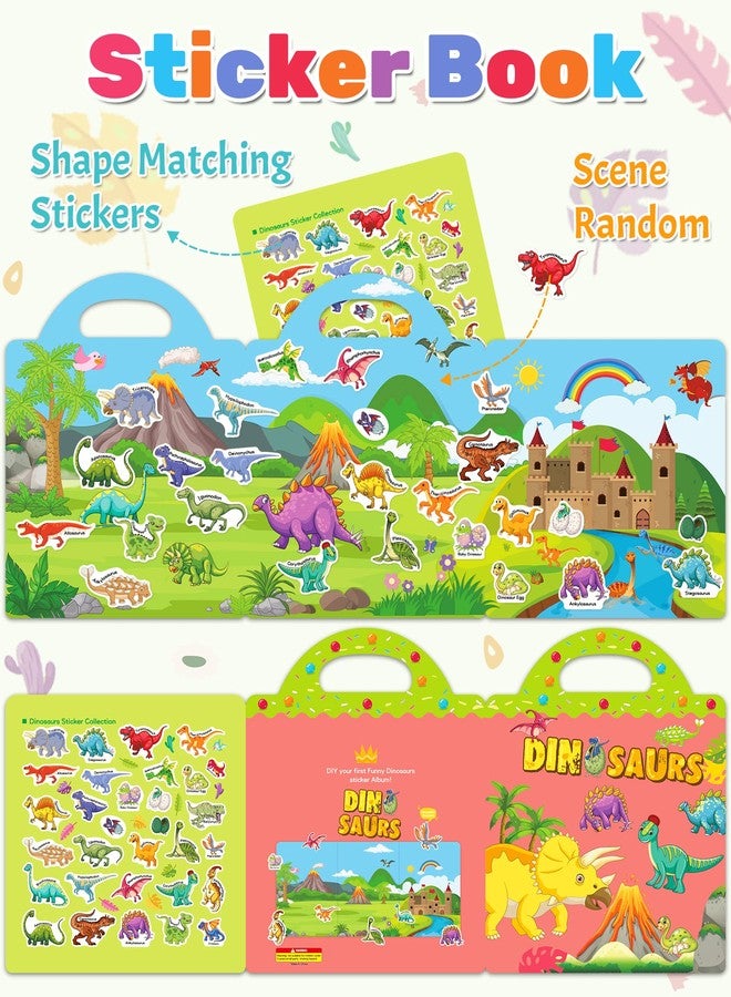 Benresive Reusable Sticker Book for Toddlers 2-4 Years, Fun Travel Stickers for Kids, Waterproof Sticker Books for Toddlers 1-3, Crafts Activities for Todddlers 1-3 2-4 3-5 - Dinosaurs - Image 2