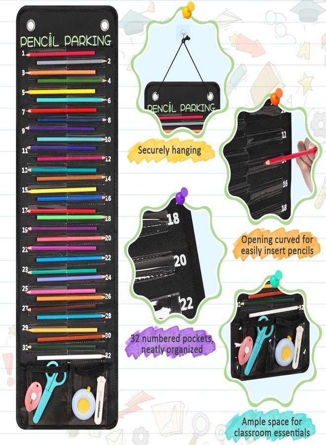 Loghot 32-Pocket Pencil Parking for Classroom, Hanging Pencil Holder Wall Organizer, Numbered Portable Pencil Parking Pocket Chart for Classroom Organization, School Storage Supplies - Image 4