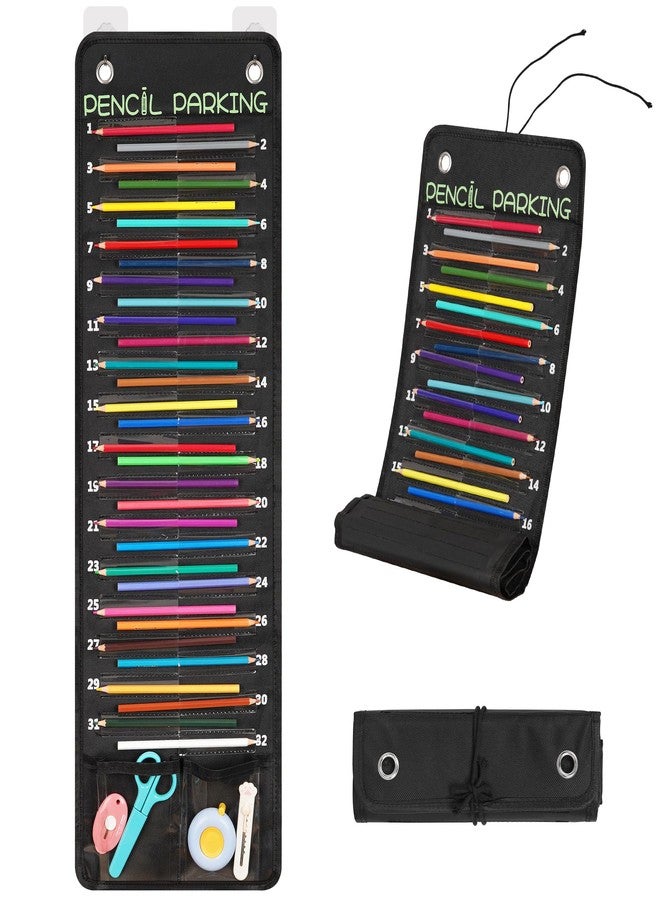 Loghot 32-Pocket Pencil Parking for Classroom, Hanging Pencil Holder Wall Organizer, Numbered Portable Pencil Parking Pocket Chart for Classroom Organization, School Storage Supplies - Image 1