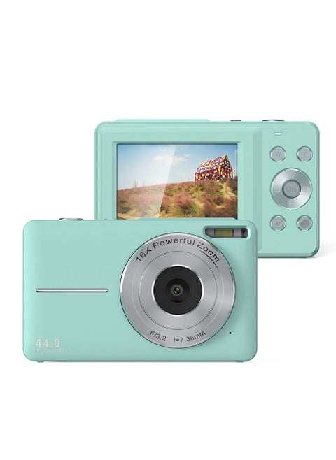 Portable 1080P Digital Camera Video Camcorder 44MP Auto Focus 2.5 IPS Screen 16X Digital Zoom Anti-shake Face Detect Smile Capture with 32GB Memory Card