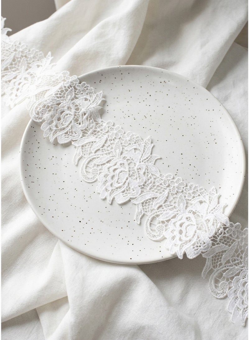 Premium Floral Guipure Lace Trim - 10.50cm Wide, 15 Yards - Elegant White Flower Design for Abayas, Dresses, and DIY Crafts - Image 1