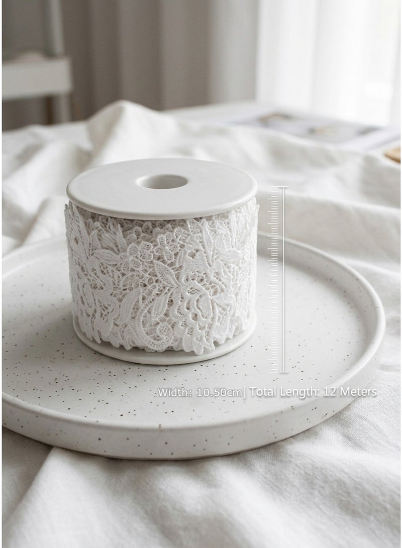 Premium Floral Guipure Lace Trim - 10.50cm Wide, 15 Yards - Elegant White Flower Design for Abayas, Dresses, and DIY Crafts - Image 2