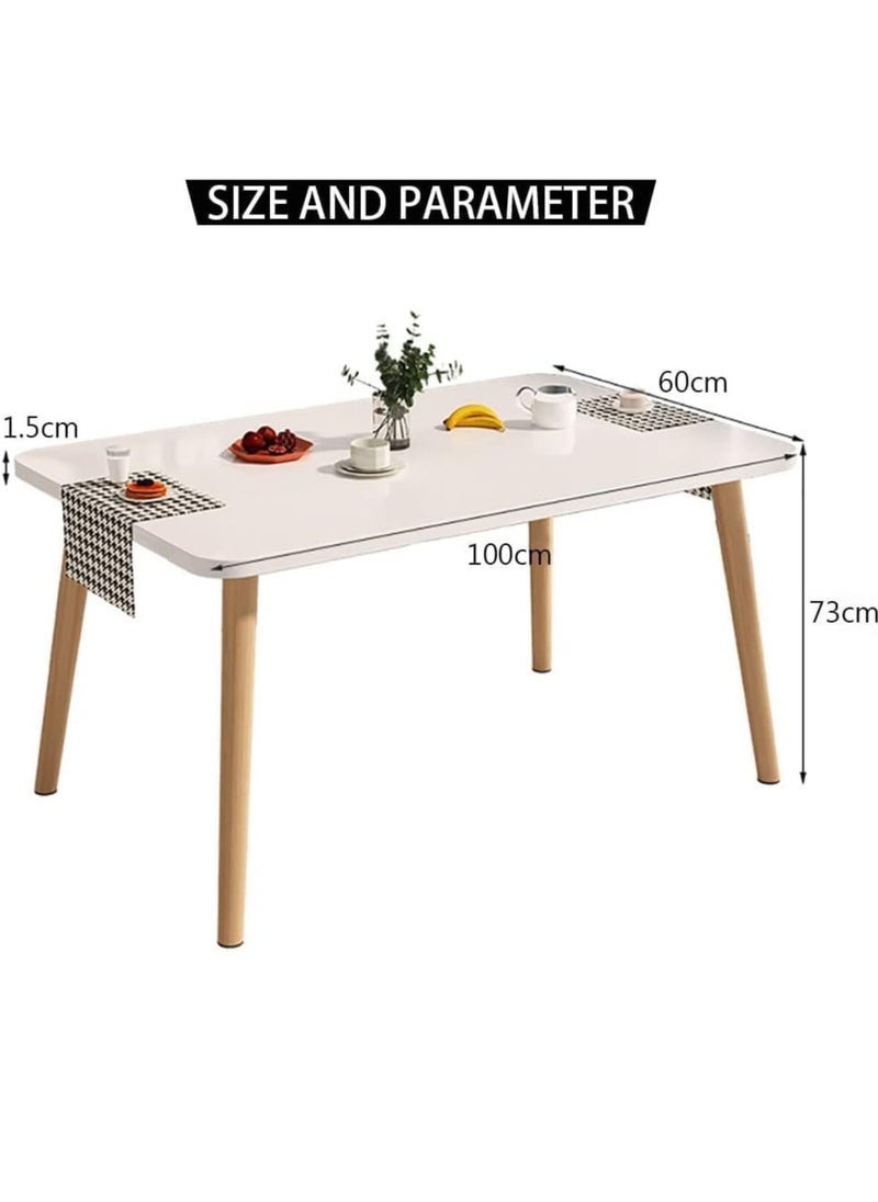 CityRiya-Long Dining Table Kitchen Table 100*60cm Dining Room Table Modern Rectangular Dining Table White Solid Wood Dining Table Furniture for Kitchen, Dining Room, Living Room  - Image 2