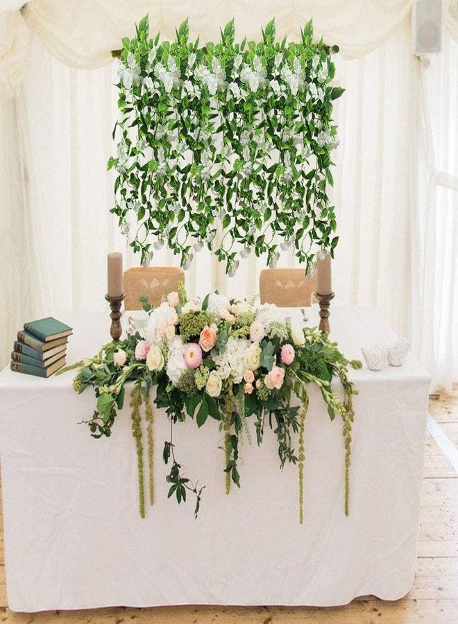 FERIAL Artificial Vines for Decoration with Flowers 2 Pcs Hanging Plants Silk Garland White Morning Glory Vine Artificial Plants Outdoors 15Feet Fake Vine Plants for Wedding Indoor Wall Fence Baskets - Image 5