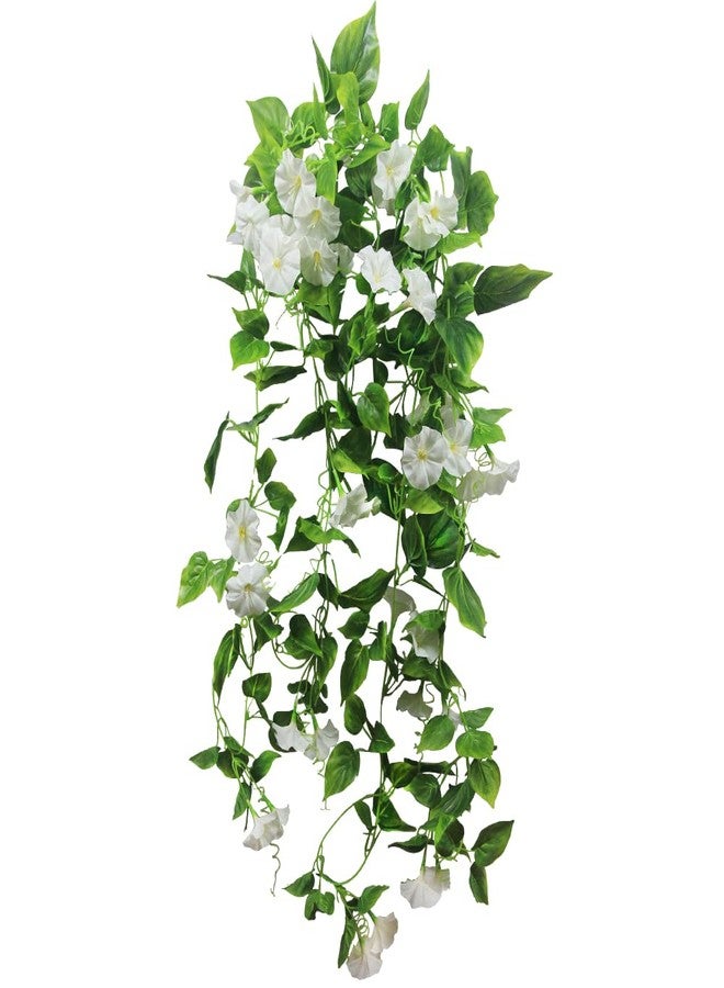 FERIAL Artificial Vines for Decoration with Flowers 2 Pcs Hanging Plants Silk Garland White Morning Glory Vine Artificial Plants Outdoors 15Feet Fake Vine Plants for Wedding Indoor Wall Fence Baskets - Image 1