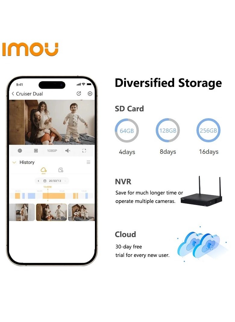 IMOU - Imou Dual Lens Outdoor WiFi Surveillance Camera, 6MP Resolution (3MP+3MP), Color Night Vision up to 30m, AI Person/Vehicle Detection, Automatic PT Tracking, Two-Way Audio, IP66 - Image 1