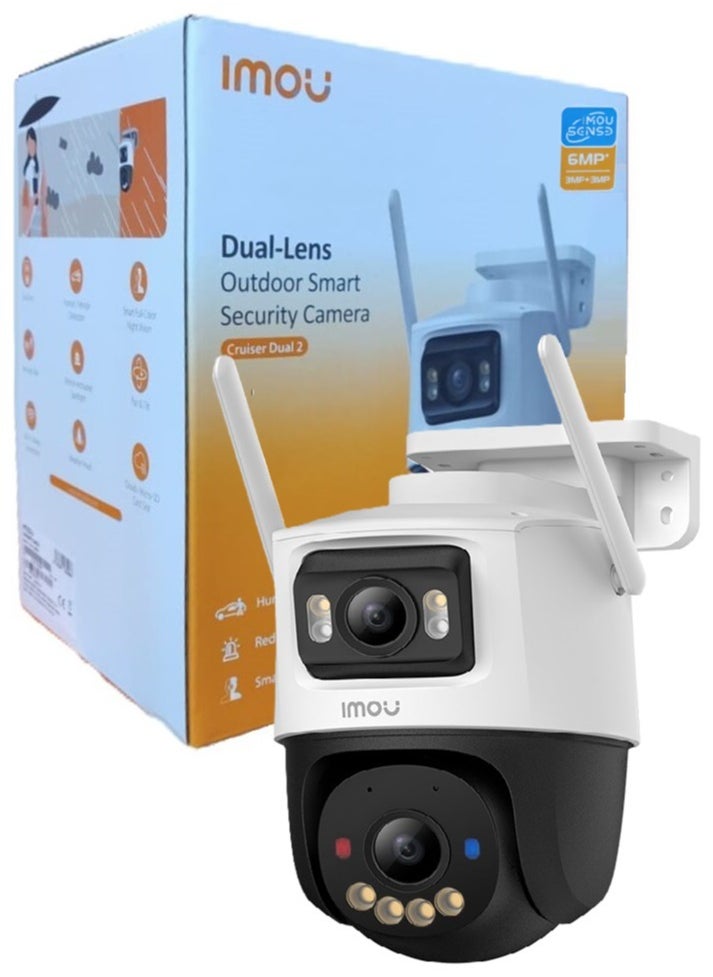 IMOU - Imou Dual Lens Outdoor WiFi Surveillance Camera, 6MP Resolution (3MP+3MP), Color Night Vision up to 30m, AI Person/Vehicle Detection, Automatic PT Tracking, Two-Way Audio, IP66 - Image 1