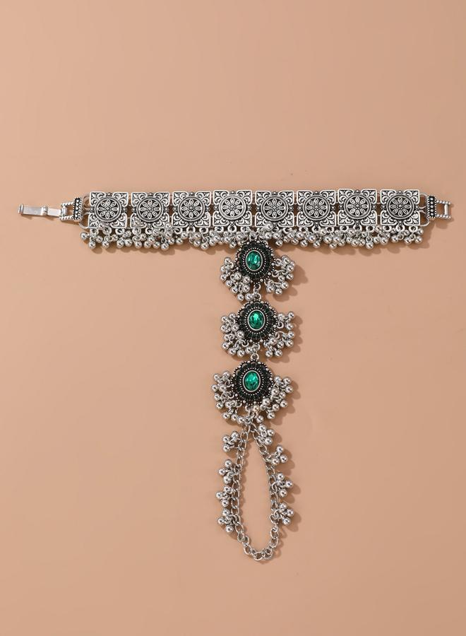 Take Two Silver Texture Tassel Hand Chain Bracelet - Image 5