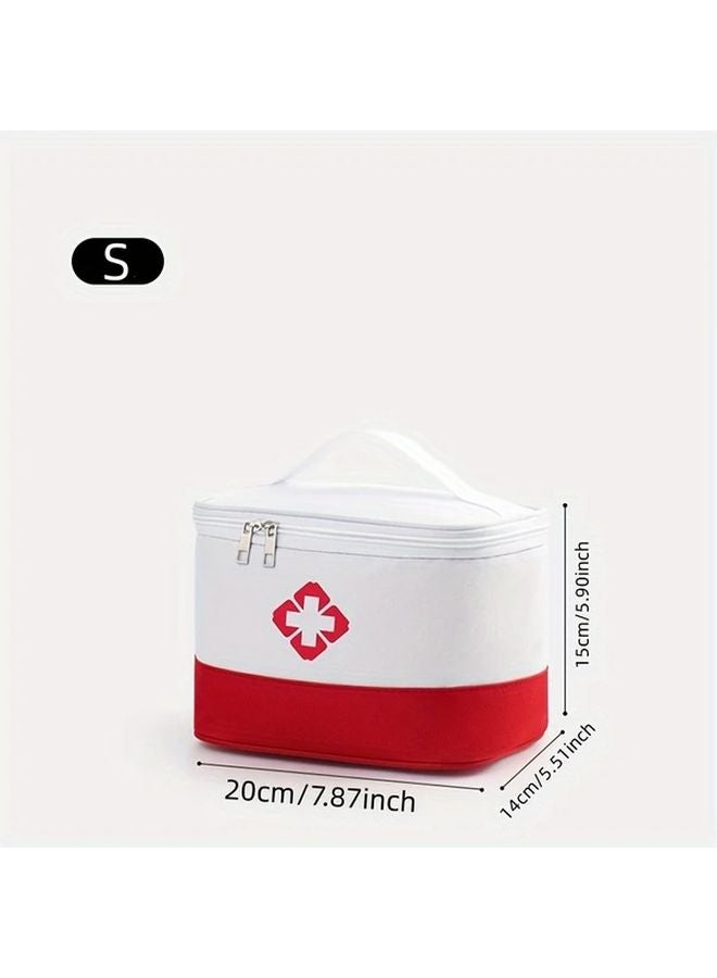 White And Red Small Medical Bag First Aid Kit Organizer Durable Oxford - Image 1