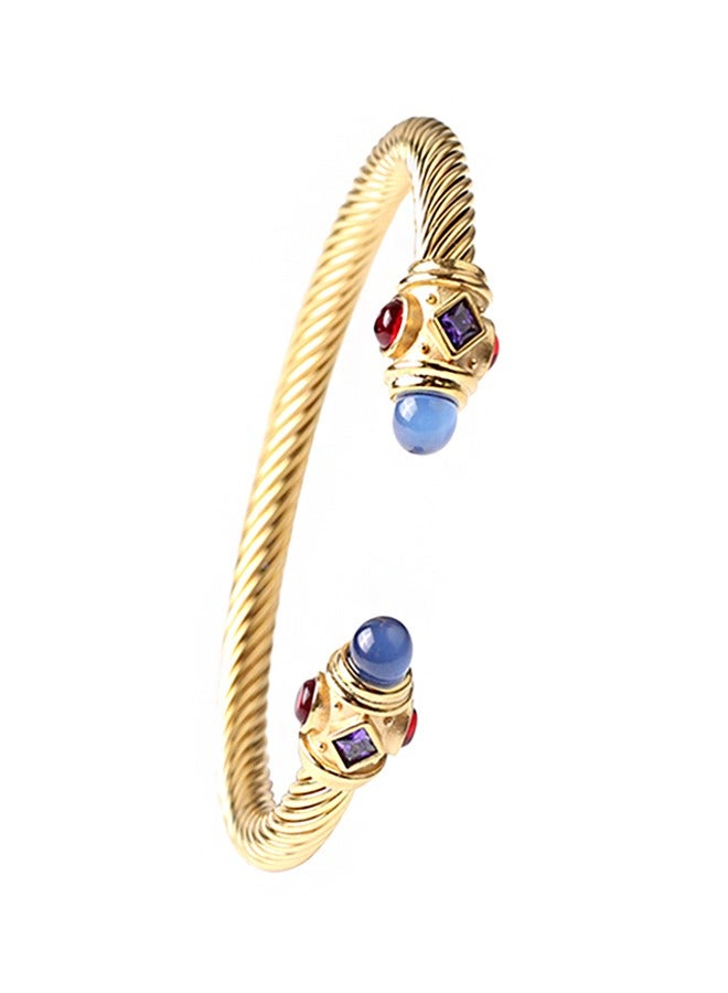 بيوند سوار بتصميم نمط ملتوي، مضاد للصدأ والبهتان، سوار مطلي بالذهب عيار 18 قيراط، سوار للنساء مجوهرات (ذهبي) - Image 1