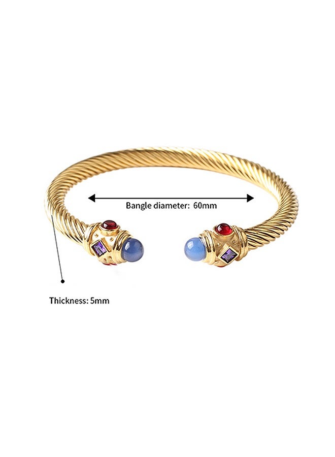 بيوند سوار بتصميم نمط ملتوي، مضاد للصدأ والبهتان، سوار مطلي بالذهب عيار 18 قيراط، سوار للنساء مجوهرات (ذهبي) - Image 2
