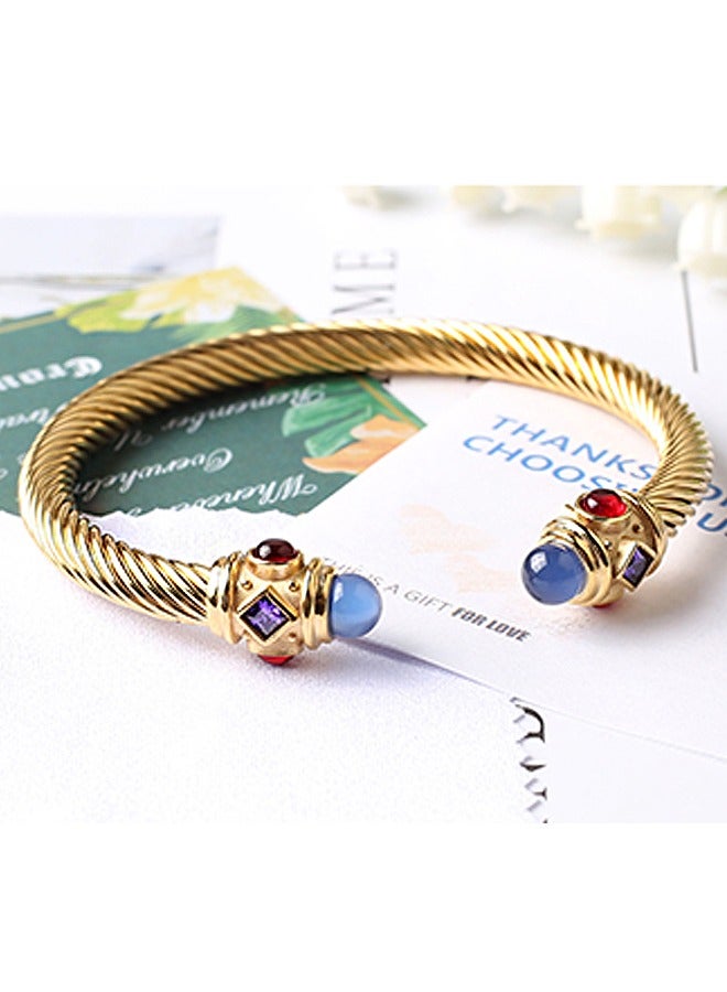 بيوند سوار بتصميم نمط ملتوي، مضاد للصدأ والبهتان، سوار مطلي بالذهب عيار 18 قيراط، سوار للنساء مجوهرات (ذهبي) - Image 3