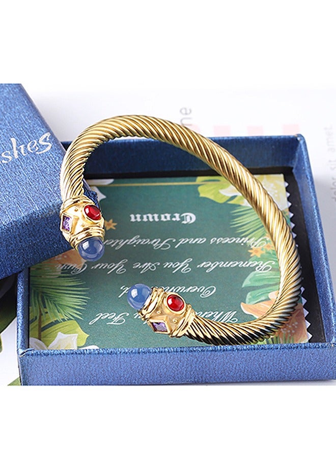 بيوند سوار بتصميم نمط ملتوي، مضاد للصدأ والبهتان، سوار مطلي بالذهب عيار 18 قيراط، سوار للنساء مجوهرات (ذهبي) - Image 4