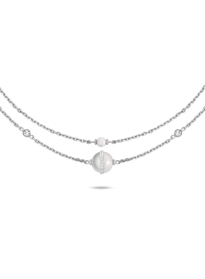 Luciana Silver Double Layer Round Motif Necklace