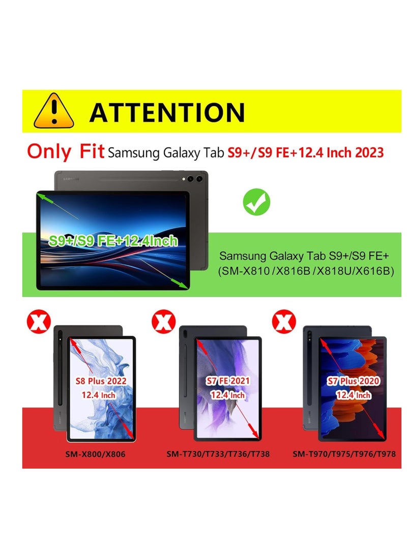 Generic - Keyboard Case for Samsung Galaxy Tab S10 Plus/S9 Plus/S9 FE Plus/S8 Plus/S7 Plus/S7 Fe  12.4 Inch Tablet 2024--2020, 7 Colors Backlit, Detachable Bluetooth Wireless Trackpad Keyboard & Slim PU Stand Cover with S Pen Holder - Image 1